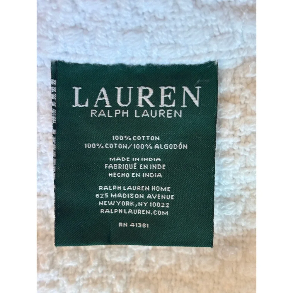 Lauren Ralph Lauren Bedspread Blanket Full/Queen White Waffle Knit Cotton Woven